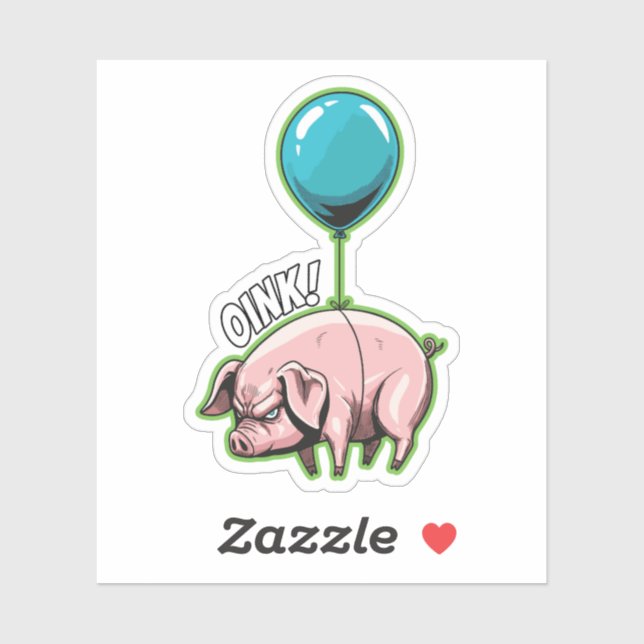 Sticker Menacing Flying Pig (Feuille)