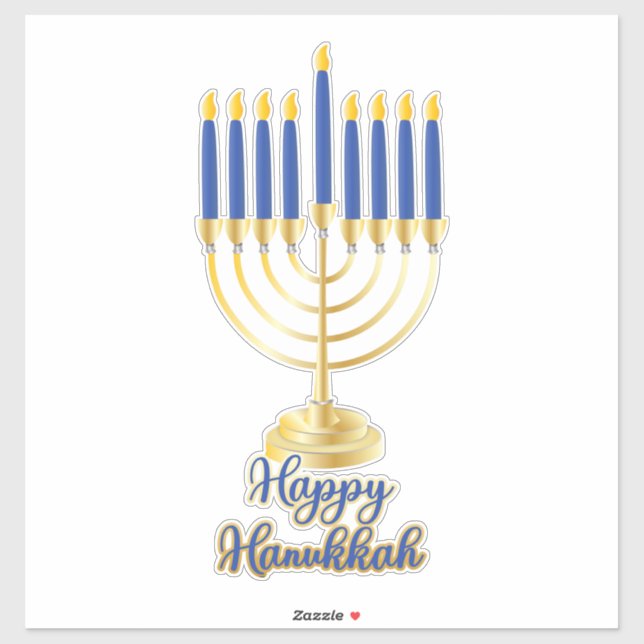 Sticker Menorah avec lumière joyeuse Hanoukka (Feuille)