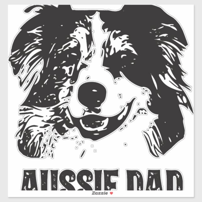 Sticker Mens Aussie Papa - Australian Shepherd Chien Papa (Feuille)