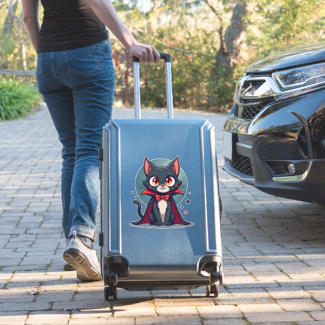 Sticker Meowcula Drôle Chat Vampire Dracula Halloween (Valise Insitu)
