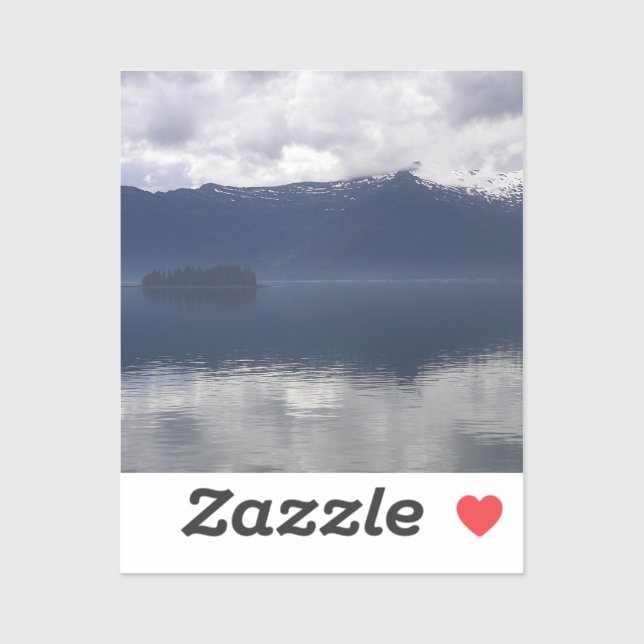 Sticker Mer d'Alaska brumeuse aux nuances de bleu (Feuille)