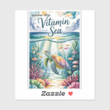 Mer de vitamines Aquarelle Tortue de mer Sous l'ea
