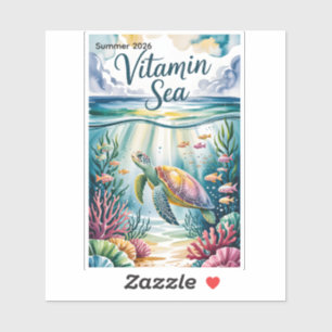 Sticker Mer de vitamines Aquarelle Tortue de mer Sous l'ea