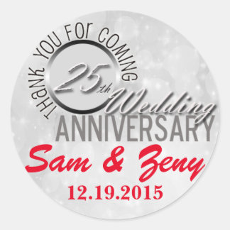 Sticker Merci 25e anniversaire Mariage Favor