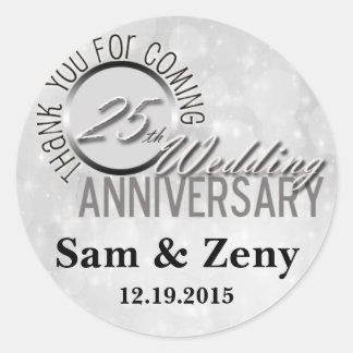 Sticker Merci 25e anniversaire Mariage Favor