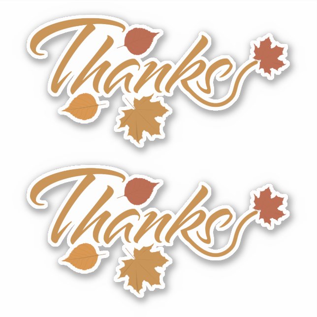 Sticker Merci avec Fall Leaves (Devant)