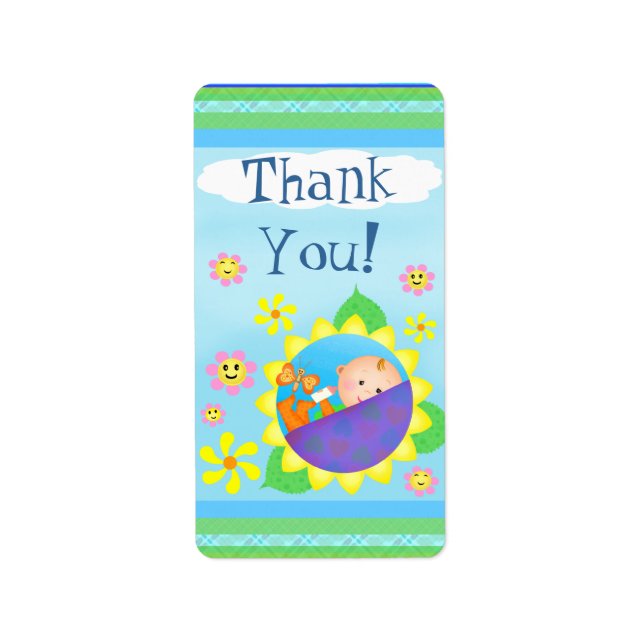 Sticker Merci Baby shower personnalisé / Étiquette (Devant)
