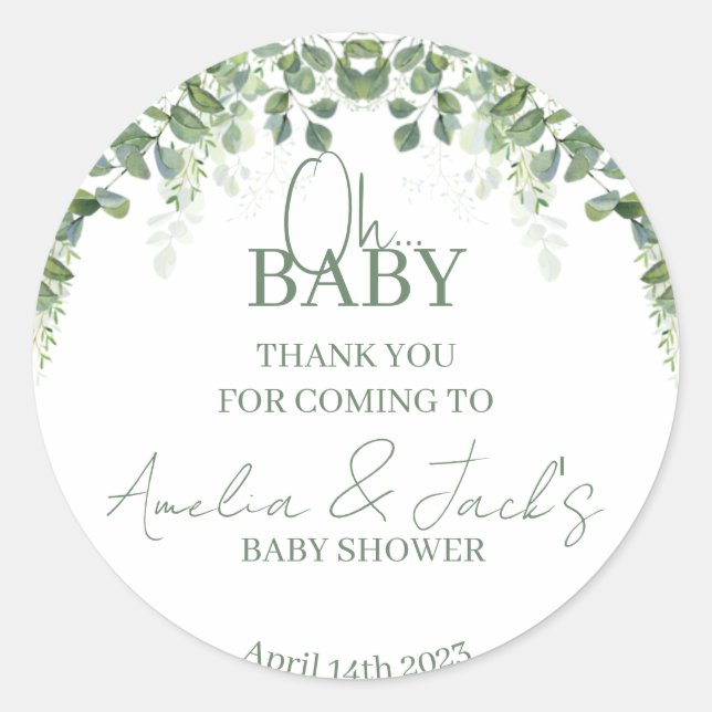 Sticker Merci Baby shower vert (Devant)