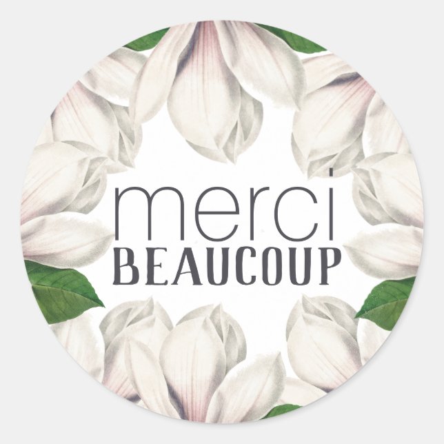Sticker Merci Beaucoup Merci Floral Magnolia (Devant)