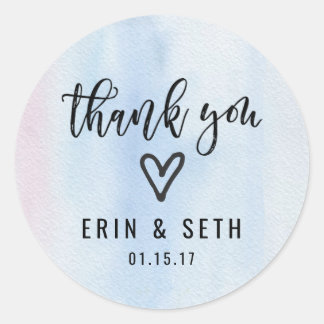 Sticker Merci bleu  d'aquarelle de mariage préféré