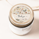 Sticker Merci Boho<br><div class="desc">Ce chevalet de Merci Boho élégant et élégant présente une magnifique aquarelle peinte à la main boho herbe séchée rustique, une végétation sauge, un mignon papillon, et des fleurs sauvages vintages dans les tons de rouille, terracotta, violet, bleu et orange brûlé, qui sont des détails étonnants pour ajouter à votre...</div>
