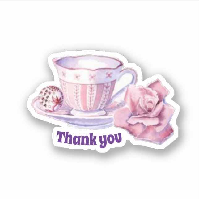Sticker Merci café et rose (Devant)