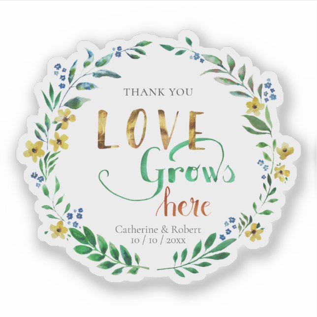 Sticker Merci Couronne Florale Aquarelle (Devant)