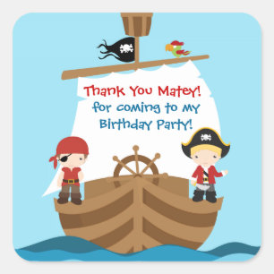 Sticker Merci d'anniversaire de bateau pirate