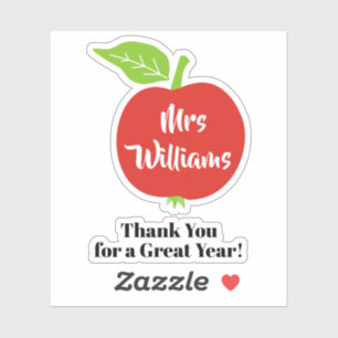 Sticker Merci d'appréciation du professeur de pomme rouge