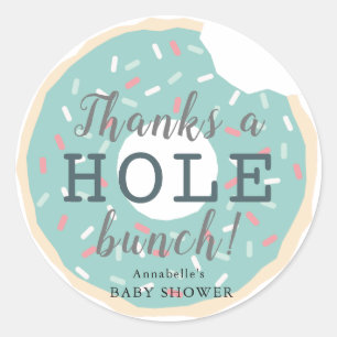 Sticker Merci de Baby shower de Donut vert