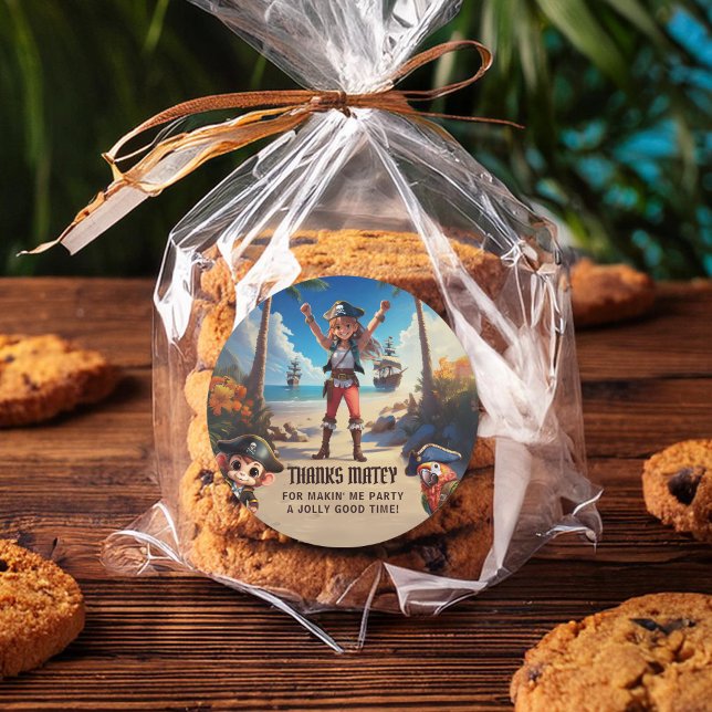 Sticker Merci de fille pirate de l'île tropicale (Créateur téléchargé)