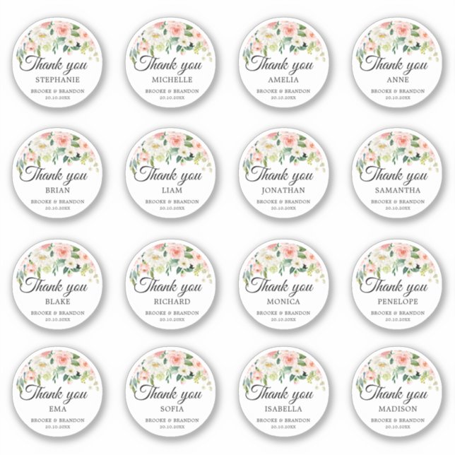 Sticker Merci de nom d'invité mariage personnalisable (Devant)