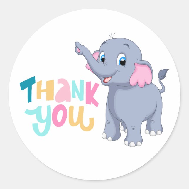 Sticker Merci éléphant, Étiquette mignon (Devant)