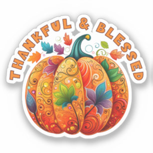 Sticker Merci et béni Citrouille d'automne