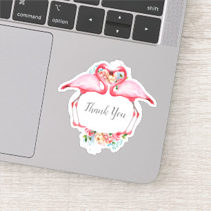 Sticker Merci Flamants roses roses Floral