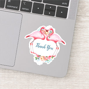 Sticker Merci Flamants roses roses Floral