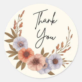 Sticker Merci Floral Boho Watercolor - Élégant