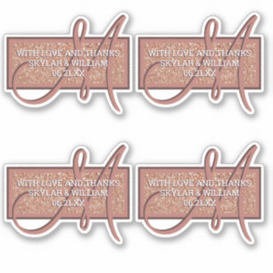 Sticker Merci Ou Adresse De Parties scintillant D'Or Monog