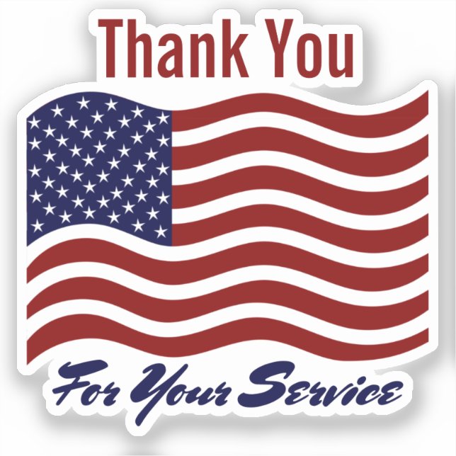 Sticker Merci pour le service Drapeau américain des vétéra (Recto)