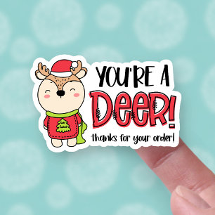 Sticker Merci pour votre commande jolie chatte Reindeer Pu