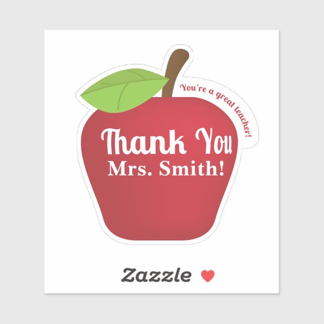 Sticker Merci Professeur Pomme Rouge Personnalisé (Feuille)