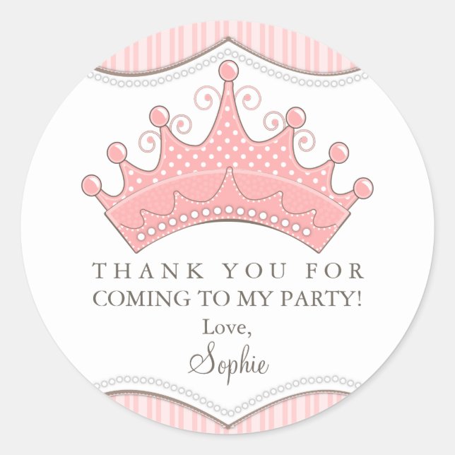 Sticker Merci rose princesse Anniversaire (Devant)