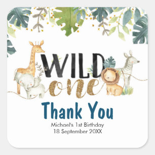 Sticker Merci Safari Wild One Birthday