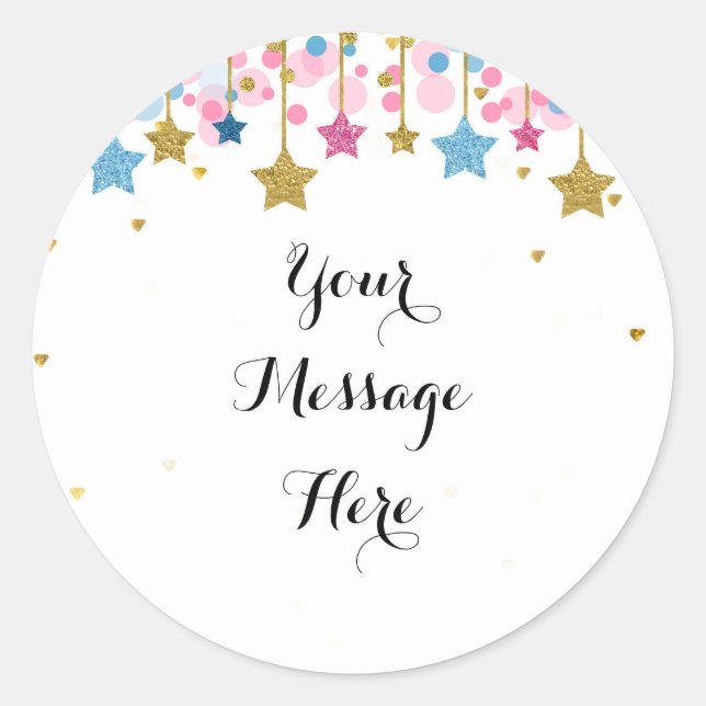 Sticker Merci scintillant bleu rose or (Devant)