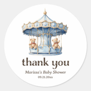 Sticker Merci Teddy Bear Twin Boy Baby shower
