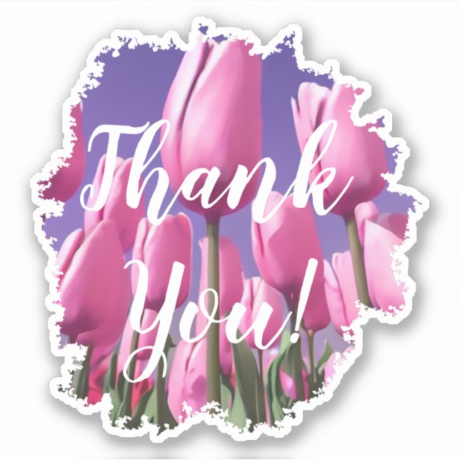 Sticker Merci Tulips rose (Devant)