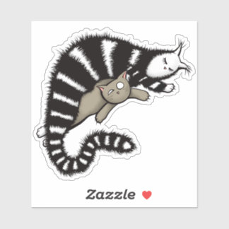 Sticker Mère de chat protège son mignonne Kitty