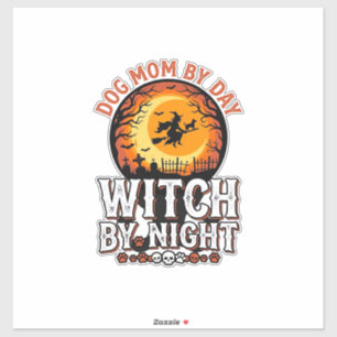 Sticker Mère de chien sorcière la nuit T-shirt Halloween v