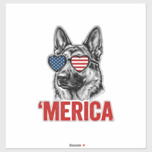 Sticker Merica Berger Allemand Drapeau Lunettes de Soleil 