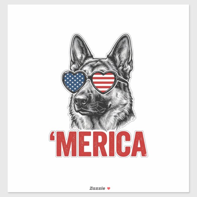 Sticker Merica Berger Allemand Drapeau Lunettes de Soleil  (Feuille)