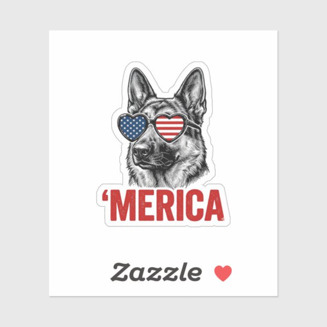 Sticker Merica Berger Allemand Drapeau Lunettes de Soleil  (Feuille)