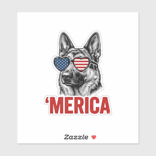 Sticker Merica Berger Allemand Drapeau Lunettes de Soleil  (Feuille)