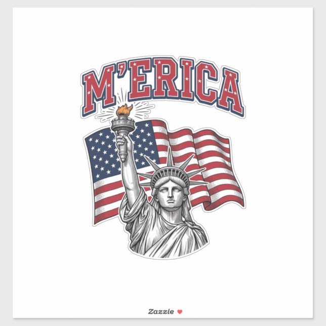 Sticker MERICA Vintage Liberté Patriotique (Feuille)