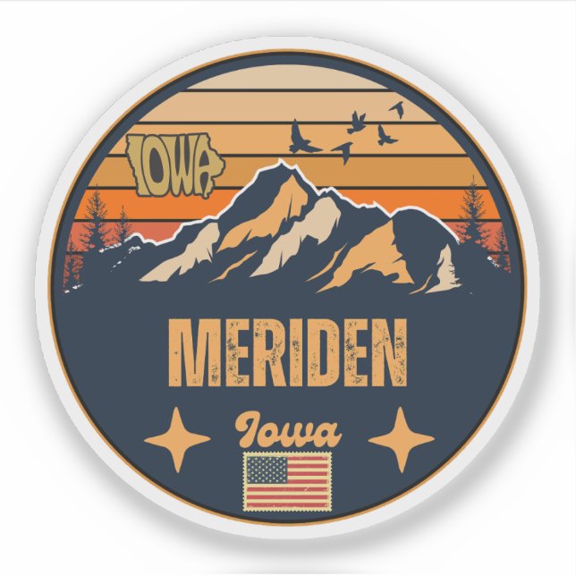 Sticker Meriden, Iowa (Devant)