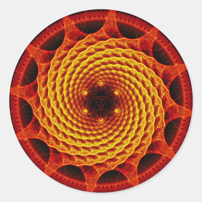 Sticker Merkaba Spiral Mandala Red Fractal (Devant)