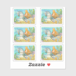 STICKER MERMAID FILLE ÉQUIGNANT SON UNICORN SEAHORSE, MERH