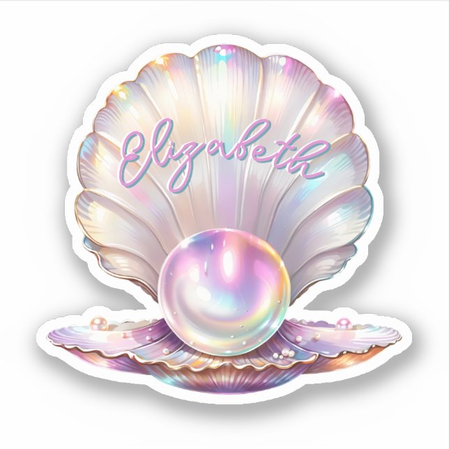 Sticker Mermaidcore Pastel Iridescente Pearl Clamshell (Devant)