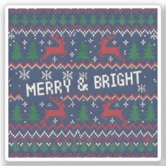 Sticker Merry & Bright Ugly Christmas Sweater