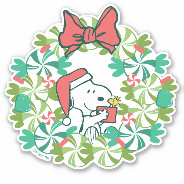Sticker Merry Christmas Peppermenthe Holiday Wreath (Devant)