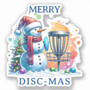 Sticker Merry Disk-mas   Disk Golf Personnalisé Noël